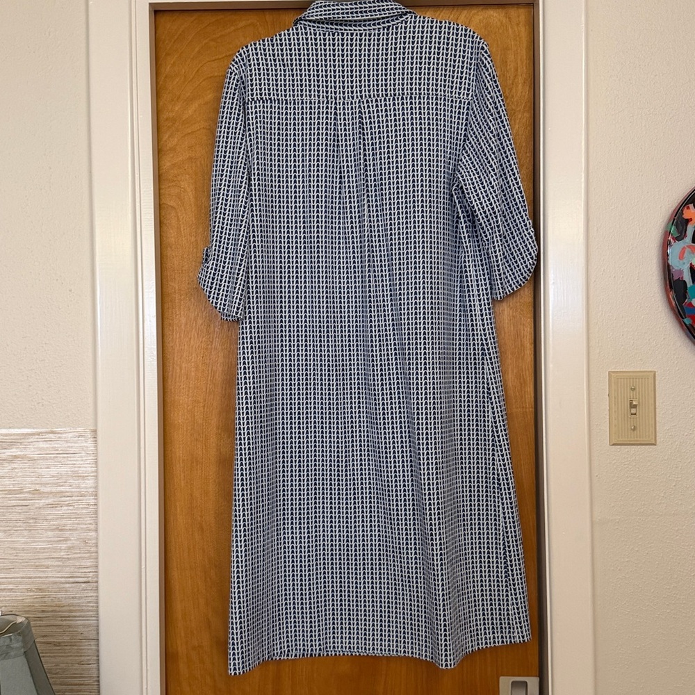 J Mclaughlin Lawrence Tunic Shirt Dress in Navy/Light Blue Shoreline large - Picture 6 of 7